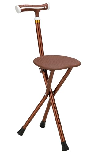 Bastón de Asiento Masculino con una Capacidad de 120 kg, bastón de Asiento Plegable Ajustable a la Altura de la Gran Placa de Asiento de, bastón y Taburete para Adultos y Ancianos