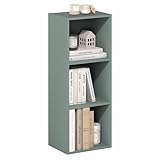 Furinno LUDER Book Shelf, 3-Cube Bookshelf, Bookcase, 9.3' x 12' x 31.5', for Living Room, Bedroom, Home Office, Sage Green