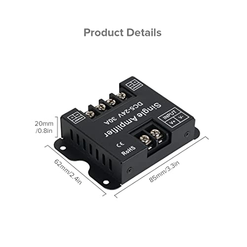 Image of BTF-LIGHTING COB FCOB 2835 3014 3528 5050 1 Channel Signal Amplifier Controller Work with V- V+ Single Color 2Pin LED Strip Suitable for Long Distance Light Projects DC5V DC12V DC24V Max 30A