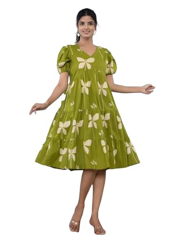 Image of ROYALICA Women's Pure Cotton Maxi Midi Dress Western Dress for Women Elegant Floral Printed Long Dresses | Soft & Breathable Fabric | Casual Trending Dress for Women