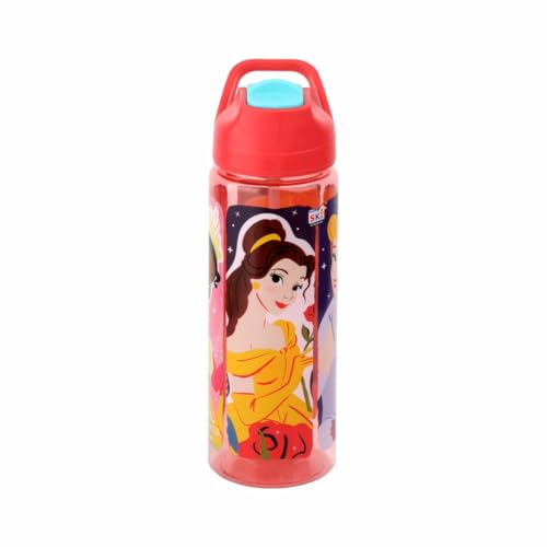 Image of SKi Homeware Plastic GLIDE Sipper Bottles Combo|800 ML + 650 ML|for School,Sports|Teens & Kids|set of 2 bottles|Leakproof,Pop-up Sipper with Handle|Character Merchandise|Princess,Multicolour