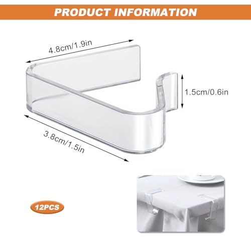 Tischdeckenklammer, 12 Stück Tischdeckenklammern Kunststoff Tischdecken Halterung Clips Transparent Tischdeckenhalter Klemmen