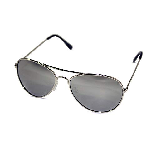 Unisex Aviator Sunglasses with Silver Mirrored Lens