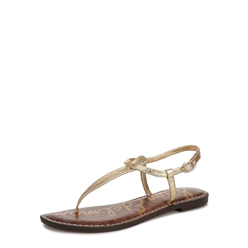 Sam Edelman Women's Gigi Flat Sandal, Amber Gold Leather, 7.5