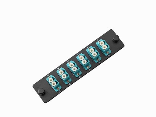 SpeedyFiberTX 1-Pack LGX Compatible Fiber Patch Panel, 12 Fibers, Loaded with Aqua LC Couplers Adapters, 12-Fiber Ports with Printed Port Numbers