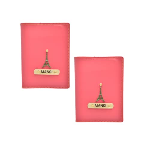 Image of YOUR GIFT STUDIO Customized Passport Holder | Personalised Passport Cover Wedding Anniversary Marriage Gifts for Couple Friend Husband Wife (Pink)
