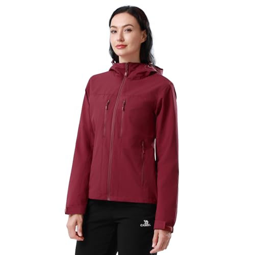 CAMEL CROWN Women's Waterproof Windbreaker Jacket, Lightweight Wind-Resistant Hiking Coat