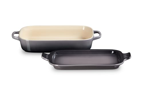 Image of Le Creuset Stoneware Rectangular Dish with Platter Lid, 3 qt., Oyster