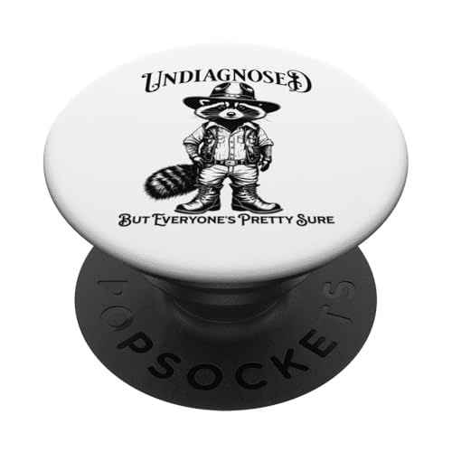 Undiagnosed But Everyone's Pretty Sure Funny Cowboy Raccoon PopSockets PopGrip Adesivo