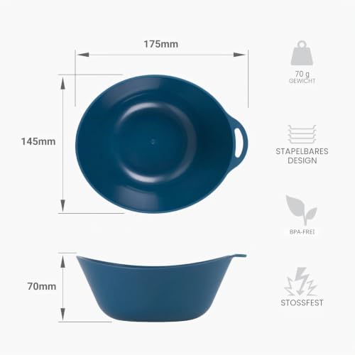 Lifeventure Ellipse wiederverwendbar 4-Teiliges Geschirr Set: Messer/Gabel/Löffel, Teller, Schüssel, Becher für Camping, Reisen & Outdoor – Ansicht 4