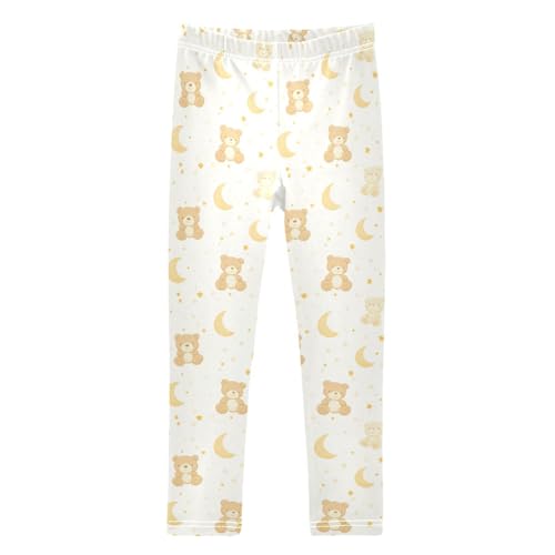 Girls Leggings Soft Toddler Ankle Length Bottoms Teddy Bear Kids Dance Yoga Pants 4-10 Years