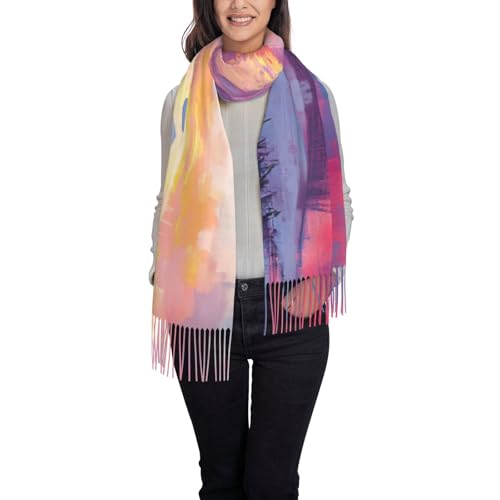 snow capped mountains Scarf shawl, tassel scarf, tassel shawl, tassel scarf