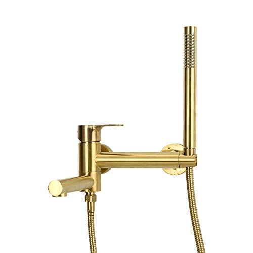 Robinet de baignoire en laiton mural avec mitigeur pliable rotatif et finition brossée chic
