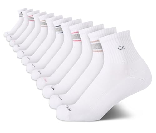 Image of Calvin Klein Womens 12 Pack Terry Cushioned High Quarter Socks