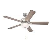 DESIGNERS FOUNTAIN Gallant 52 inch Indoor/Covered Outdoor Brushed Nickel Standard Mount Ceiling Fan with Light Kit and Pull Chain Control, FP-GLT52B30-BN