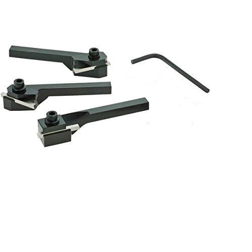 MINI LATHE TURNING TOOL HOLDER SET 1/4" SHANK - 3 PCS SET LEFT RIGHT STRAIGHT WITH HSS BITS & KEYS