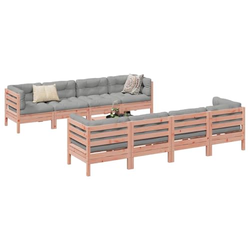 Gecheer Muebles de Jardin,Sofa Jardin Exterior,Muebles terraza y Jardin,Sofás Patio,Set de sofás jardín 9 pzas con Cojines Madera de Abeto Douglas