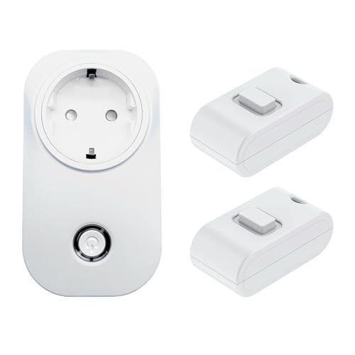 ECO-NEWLEAF Kinetic Lot de 2 prises télécommandées sans fil 13 A avec télécommande auto-alimentée pour appareils ménagers avec portée de 30 m