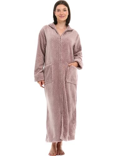 Alexander Del Rossa Long Zip Up Robes, Plush Zipper Robes for Plus Size, Housecoats Zipper Front