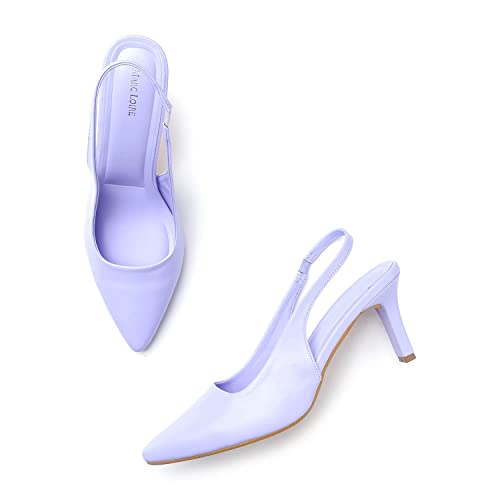 Marc Loire Women's Slip on Casual Lavender Solid Pumps Heels,4