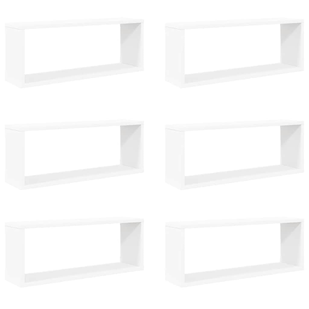 Set di 6 mensole da parete bianche da 60 x 15 x 23 cm, in legno, mensole sospese moderne, per libri, decorazione da collezione, soggiorno, camera da letto, corridoio, set di scaffali a cubo