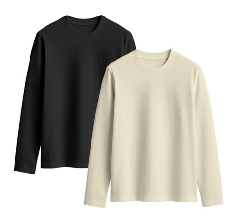 Image of JUNEBERRY Cotton Round Neck Regular Fit Solid Core Full Sleeve T-Shirt Combo for Women & Girls (Pack of 2) (Available Colors: Black, White, Navy, Green,Swanwhite & Cork)