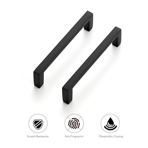 Image of Ravinte 20 Pack Matte Black Cabinet Pulls, 3-3 /4 Inch (96mm) Hole Center Slim Kitchen Handles, Square Drawer Pulls for Cabinets & Cupboards, Hardware