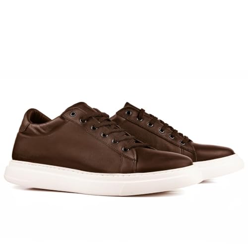 MASALTOS Zapatos de Hombre con Alzas Que Aumentan Altura hasta 7 cm. Fabricados en Piel. Modelo Toscana marrón 39