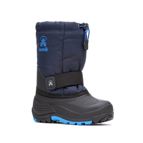 Kamik Rocket Insulated Snow Boot - Waterproof Nylon Upper for Kids Winter Boots - Removable Insulated Liner & Boys Shoes - Easy-Grab Lock Lace & Secure Mid-Foot Strap - Navy - 7 Big Kid