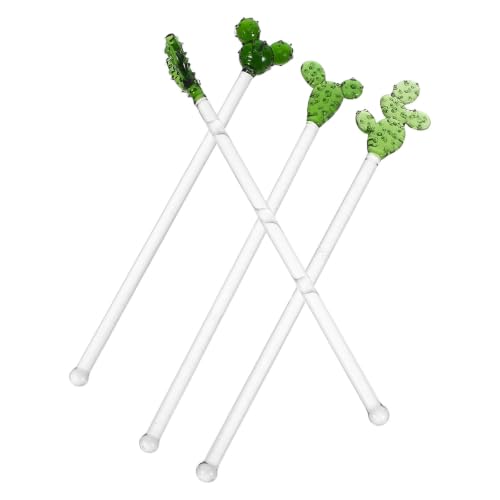 Varillas agitadoras de vidrio compactas y reutilizables de cactus 2