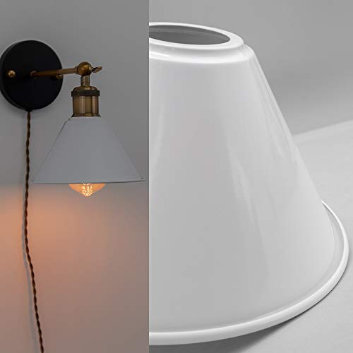 Image of 4-Pack 7.08 inch Industrial Vintage Metal Bulb Guard Iron White Hanging Cone Holder DIY Light Shade Decorative Replacement Lamp Shade for Pendant Light Table Lamp Wall lamp Wall Sconce