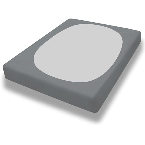 PureFit Stretchy Box Spring Cover Full - Elastic Fitted Box Spring Wrap Around 4 Sides, Wrinkle & Fading Resistant Fits Full Size Beds, Gray Full Gray