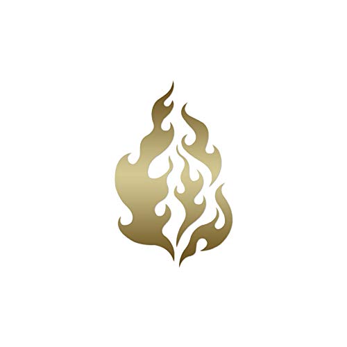 Image of Fire Flames Art - Vinyl Decal Sticker - 3.75 inch x 6 inch - Gold