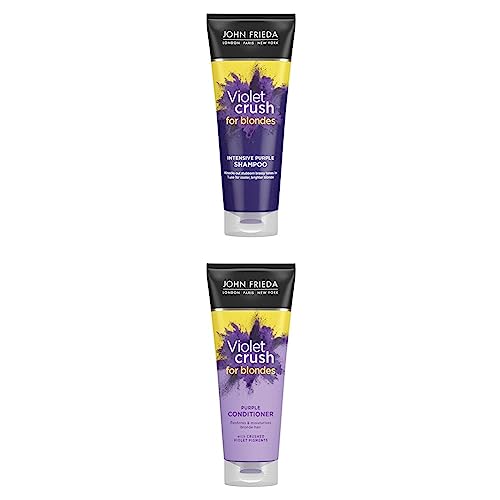 John Frieda Violet Crush Intensive Purple Shampoo & Purple Conditioner: for Blonde Hair, Toning for Brassy Blonde Hair, 2x250 ml