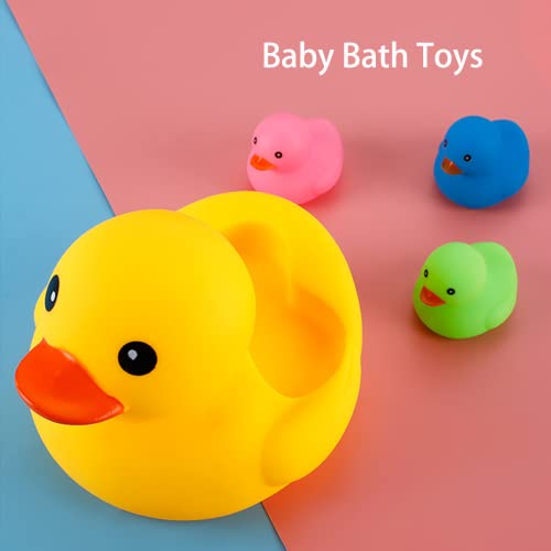 Ahua Bath Duck Toys 4 Pcs Colorful Rubber Duck Family Squeak Ducks Baby Shower Toy For Toddlers Boys Girls (Colorful Duck Family) #TOP2