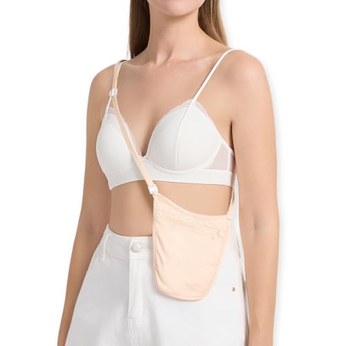 Crossbody Money Belt with Detachable RFID-Blocking Cardholder, Hidden Travel wallet for Money &