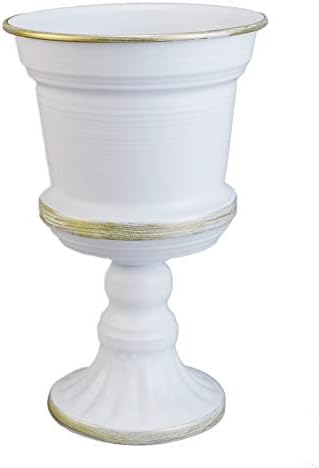 WEIDUOFUN Creative Classic Urn Planter Pedestal Urn Planter Flower Vase Bowl -7.87 ”Tall and 3.54” Diameter,White