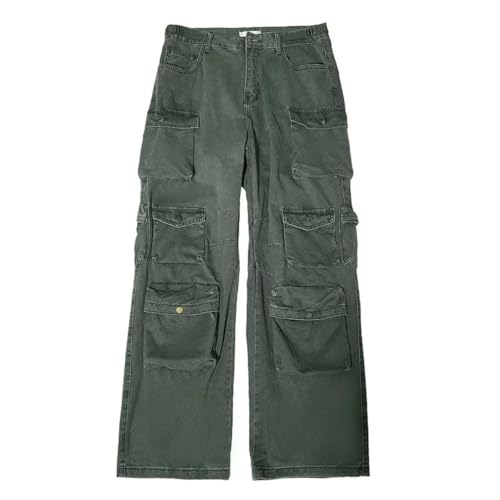 Men's Multi-Pockets Cargo Pants Vintage Hiphop Overalls Baggy Casual High Street Mopping Trousers2