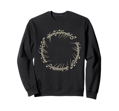 Image of Cotton Soul The Lord of the Rings One Ring Inscription Unisex Adult Fantasy-Themed Sweatshirt, Black, Small