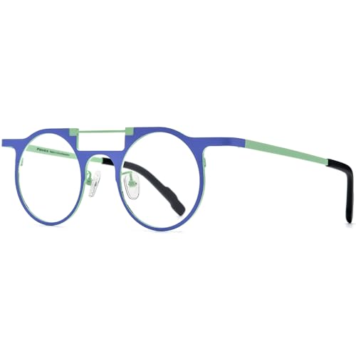 Image of FONEX Colorful Pure Titanium Glasses Frame Women Retro Round Eyeglasses F85782