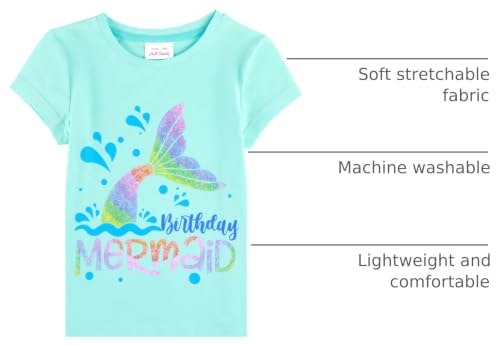Image of Unicorn Mermaid Birthday Girl Shirt - Casual T-Shirt Top Tee