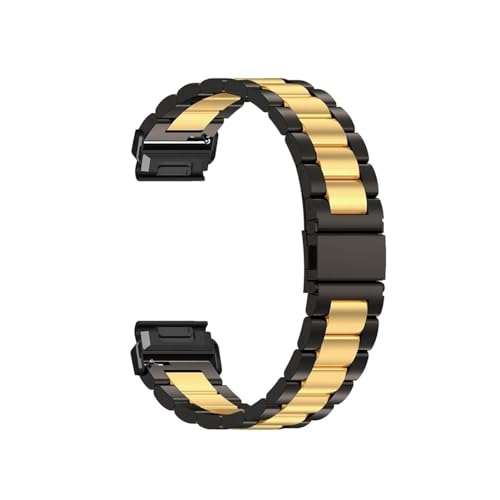 26 22mm�����X�e�����X�|�N�C�b�N�}�E���g�o���h�ɓK������Garmin Forerunner 965 955�o���hEpix Pro/Instinct 2X/Fenix 7X Pro(Black Gold,22mm)