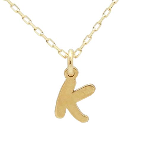[本間宝石] 18金 イニシャル ネックレス (K) スモールペンダント (日本製 イエローゴールド 小豆チェーン 40cm)