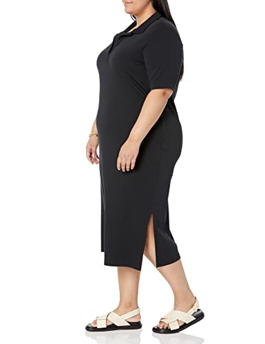 Amazon Aware Women's Organic Cotton Jersey Short-Sleeve Midi Polo Dress (Available In Plus Size), Black, Xx-Large #TOP6