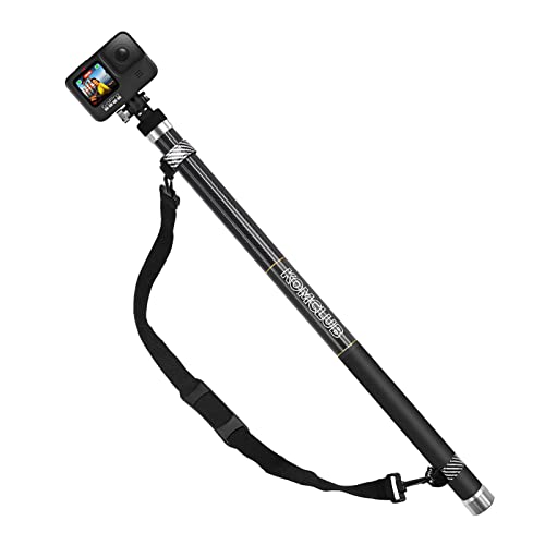 KOMCLUB Estendibile Selfie Stick in Fibra di Carbonio Asta Selfie Palmare 300 cm Ultra Lunga con Cinghia Posteriore Compatibile con GoPro DJI OSMO Insta360 One R Telecamera di Moviment