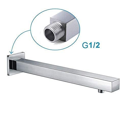 Image of TOSCH Stainless Steel 304 Grade Extra Heavy Ultra Slim Premium shower Chrome Finish (6 Inch) (Series-Super Heavy) With Sqaure Shower Arm (15 Inch)