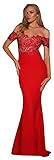Elle Zeitoune Designer Lace Off The Shoulder Formal Ball Gown (Size UK 10, Red)