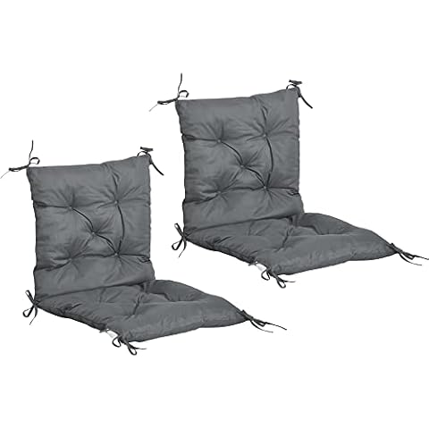 Outsunny Set of 2 Comfortable Garden Chair Cushions Cover