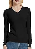 Urban CoCo Women's V Neck Long Sleeve Solid Classic Knit Pullover Sweater Tops Black