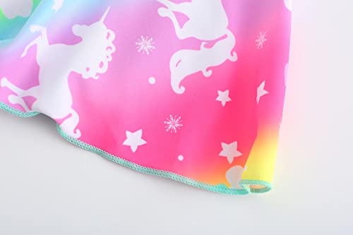 Image of Girls One Piece Rainbow Unicorn Swimsuit Stars Print Swimwear Bathing Suit